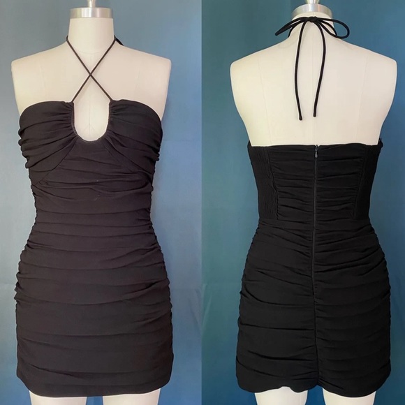 Zara Draped Ruched Bodycon Mini Dress - Picture 2 of 6